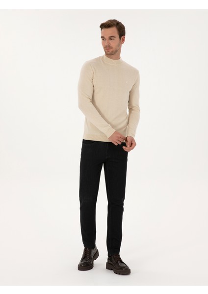Erkek Bej Slim Fit Pamuk Karışımlı Çeyrek Balıkçı Yaka Basic Triko Kazak 50318704-VR011 fırsatları