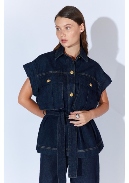 Kadın Rins Yıkama Kol Katlamali Kuşakli Ci̇tf Cepli̇ Yelek fiyatları