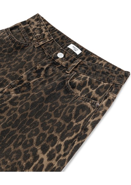 Sloganlı Elastik Bel Jean Pantolon TW6250018022015 indirimleri