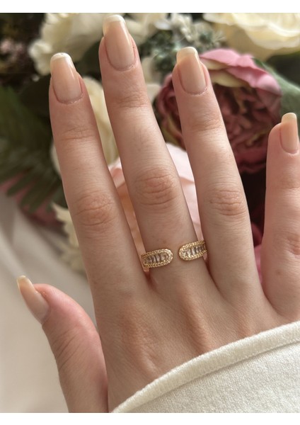 Silver Taşlı Detay Yüzük