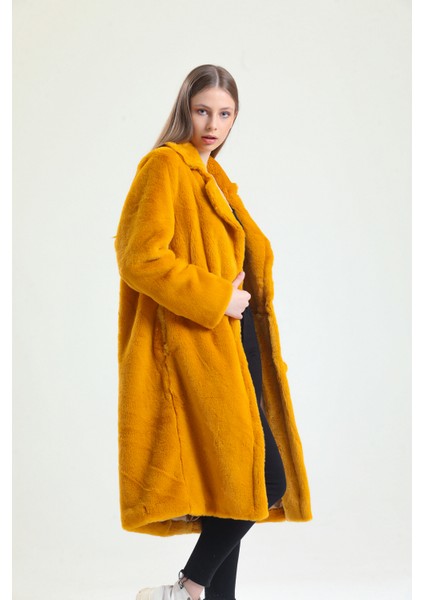 Ingiliz Yaka Peluş Kürk Manto indirimleri