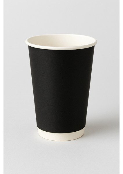 14 Oz Double Wall Siyah Görünüm Karton Bardak + Siyah Kapaklı 25'li fiyatları