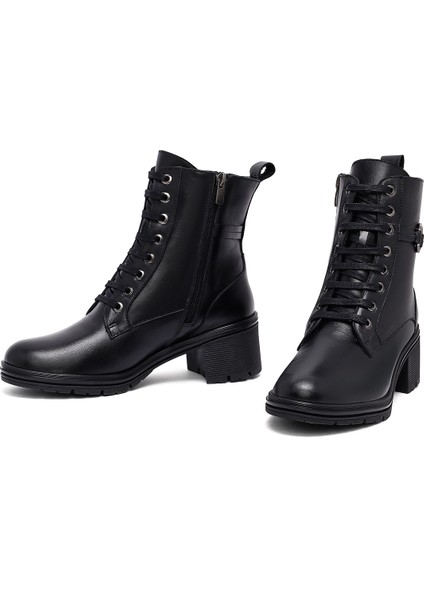 Kadın Siyah Fermuarlı Kalın Topuklu Deri Bot 25WFD413318 modelleri
