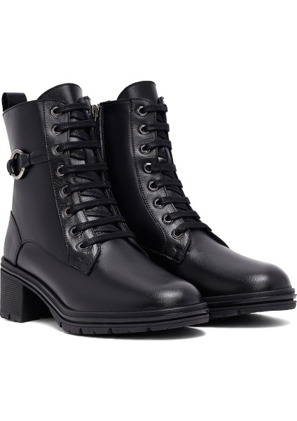 Kadın Siyah Fermuarlı Kalın Topuklu Deri Bot 25WFD413318 indirimleri