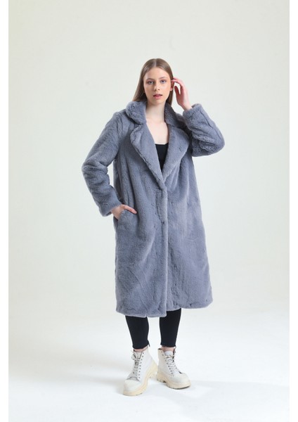 Ingiliz Yaka Peluş Kürk Manto