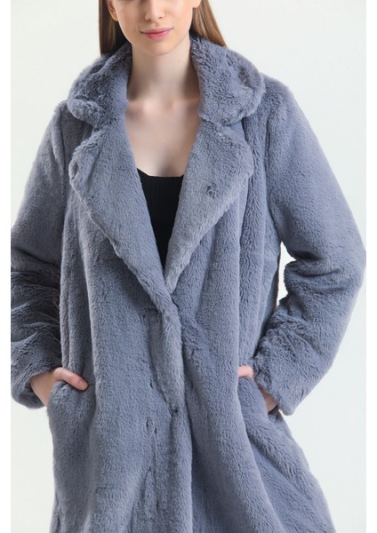 Ingiliz Yaka Peluş Kürk Manto