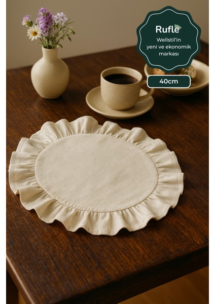 Eko | 6'lı Fırfırlı Keten Yuvarlak Amerikan Servisi