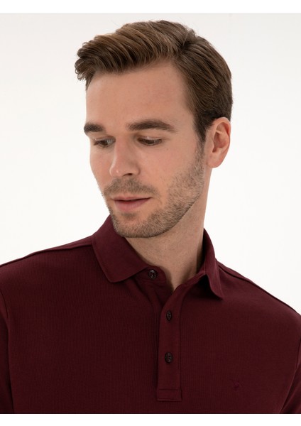 Erkek Bordo Regular Fit %100 Pamuk 3 İplik Polo Yaka Sweatshirt 50318960-VR014 fiyatları