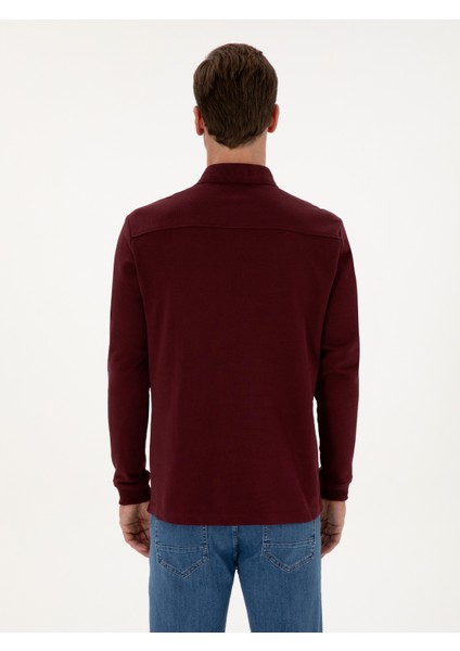 Erkek Bordo Regular Fit %100 Pamuk 3 İplik Polo Yaka Sweatshirt 50318960-VR014 indirimleri