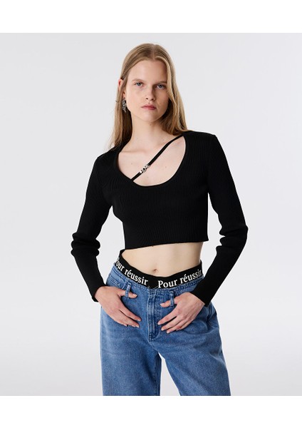 Sloganlı Elastik Bel Jean Pantolon TW6250018022629 modelleri