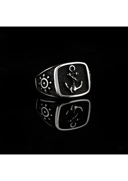 925 Ayar Gümüş Çapa Desenli Dümen Detaylı Erkek Yüzük modelleri