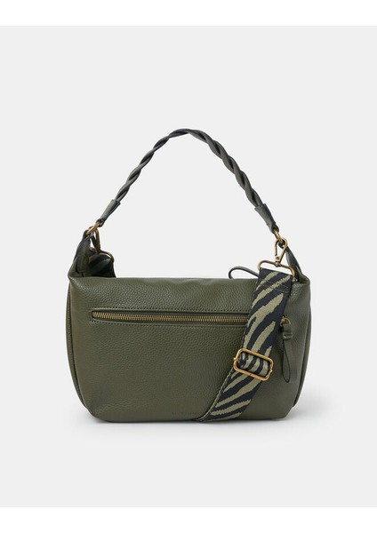 Örgülü Kulplu Omuz Çantası Yeşil
