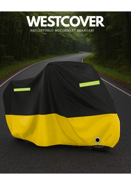 Kuba Matrix 150 Uyumlu(Sarı-Siyah) Reflektörlü Motosiklet Brandası Motor Örtüsü