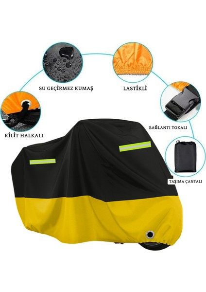 Kuba Matrix 150 Uyumlu(Sarı-Siyah) Reflektörlü Motosiklet Brandası Motor Örtüsü modelleri