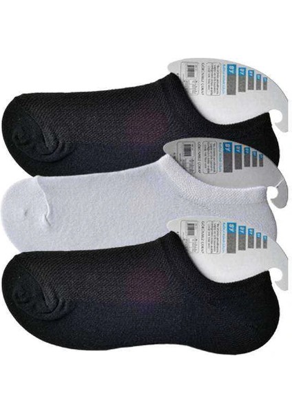 Siyah ve Beyaz Erkek Görünmez Çorap 3 Çift