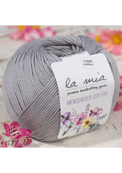 La Mia Mercerized Cotton Gri El Örgü Ipi - 232 - 33578