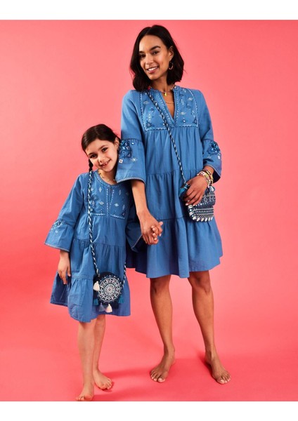 Mırrorwork Emb Flute Slee Blue fırsatları