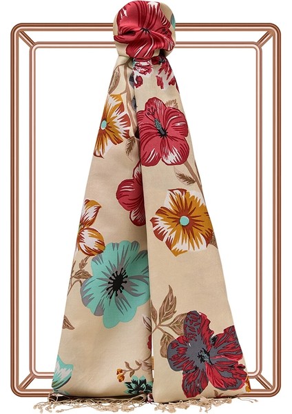 Petunya Desenli Ipek Şal