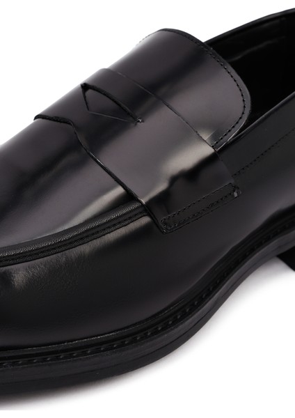 Erkek Siyah Deri Casual Loafer 25WFD750522