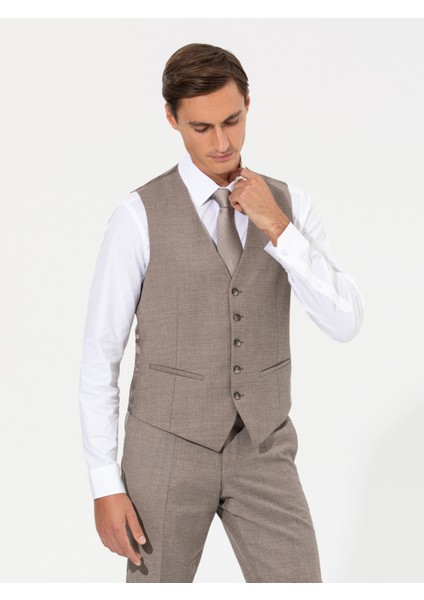 Erkek Bej Slim Fit Yelek 50257927-VR011 fiyatları