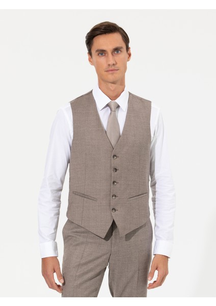 Erkek Bej Slim Fit Yelek 50257927-VR011 fırsatları