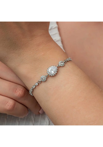 925 Ayar Gümüş Damla Su Yolu Kadın Bileklik T8768