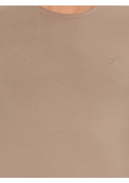 Erkek Vizon Bisiklet Yaka Slim Fit Basic T-Shirt 50263987-VR052