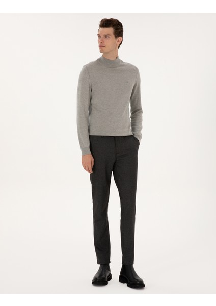 Erkek Siyah Slim Fit Kanvas Pantolon 50317275-VR046