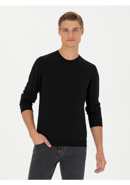 Erkek Siyah Slim Fit Kazak 50280197-VR046