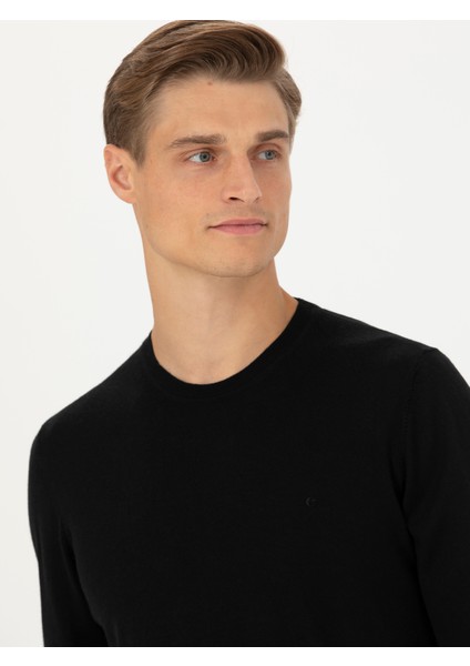 Erkek Siyah Slim Fit Kazak 50280197-VR046 fiyatları