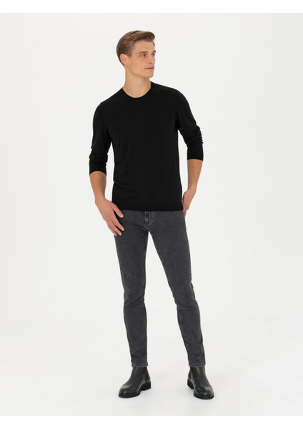 Erkek Siyah Slim Fit Kazak 50280197-VR046 fırsatları