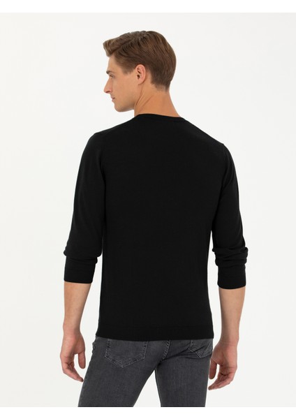 Erkek Siyah Slim Fit Kazak 50280197-VR046 indirimleri