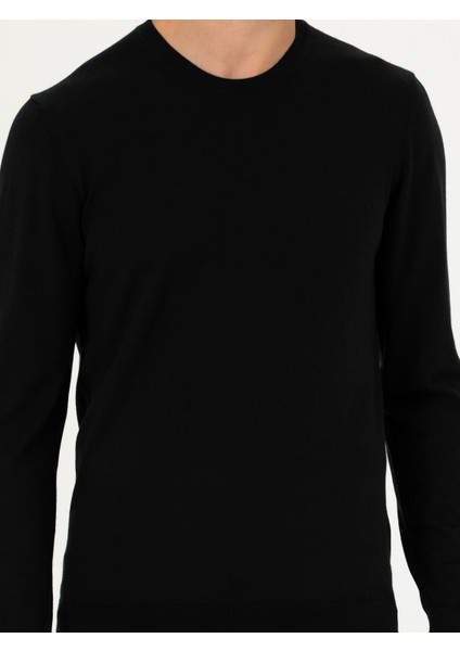 Erkek Siyah Slim Fit Kazak 50280197-VR046