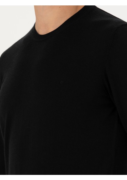 Erkek Siyah Slim Fit Kazak 50280197-VR046