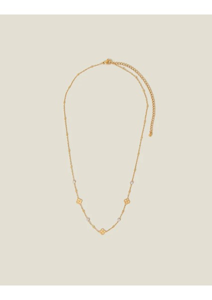 Z Taşlı Çiçekli Kolye Altın Kaplama