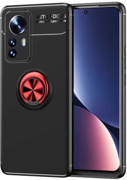 Xiaomi Mi 12 Pro Kılıf Omsy Ravel Silikon Kapak-Siyah-Kırmızı