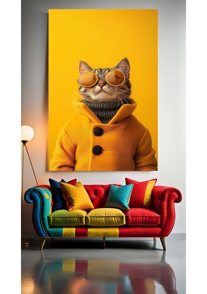 Cool Kedi V13 Ev Duvar Salon Güzellik Salonu Ofis Dükkan Dekarasyon Kanvas Tablo