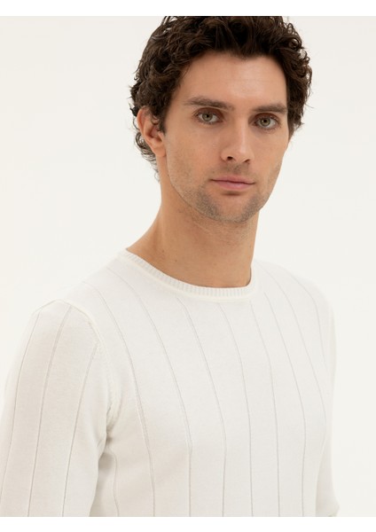 Erkek Ekru Regular Fit Kazak 50279607-VR019 fiyatları