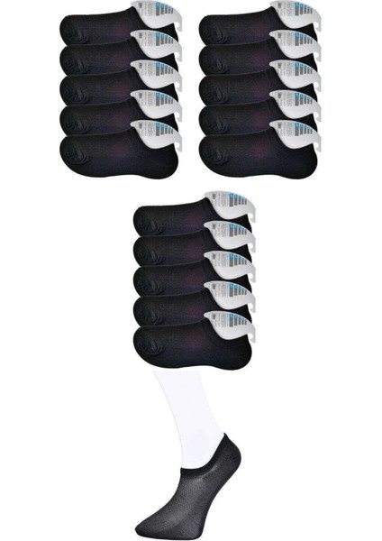 Siyah Erkek Görünmez Çorap 15 Çift
