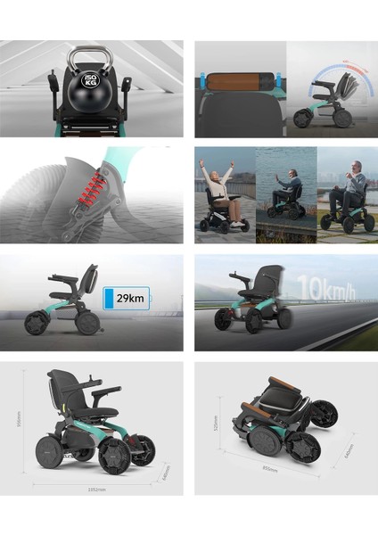 Robooter Akülü Tekerlekli Sandalye | Katlanabilir Yapı, Hafif Tasarım ve 23 Km Menzilli Ergonomik Mobilite Desteği E60A