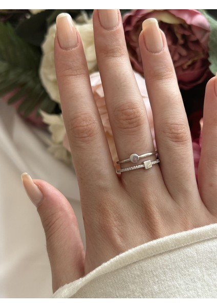 Çift Sıra Geometrik Desen Yüzük