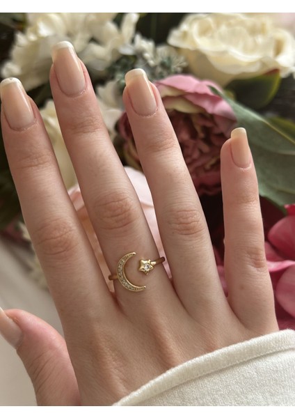 Taşlı Ay Yıldız Yüzük