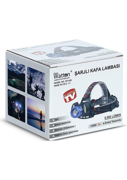 6000 Lümen 3 Başlık Şarjlı Kafa Lambası WT-630 indirimleri