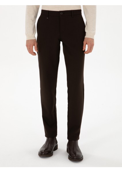 Erkek Koyu Kahverengi Slim Fit Kanvas Pantolon 50308713-VR084 fiyatları