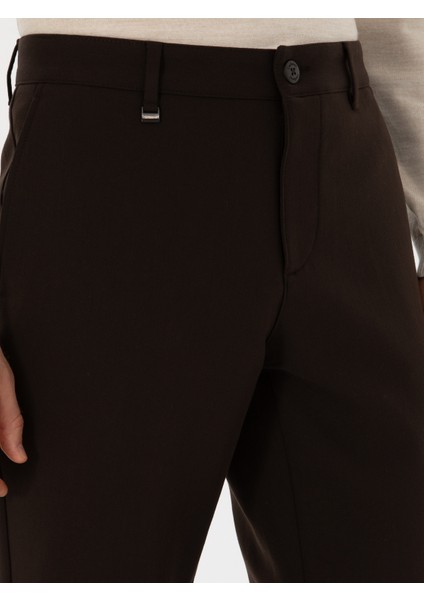 Erkek Koyu Kahverengi Slim Fit Kanvas Pantolon 50308713-VR084