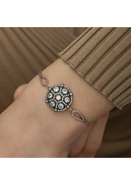 925 Ayar Gümüş Rose Elmas Montür Bileklik T5229 modelleri