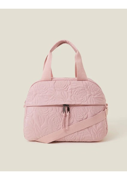 Gül Nakışlı Seyahat Çantası Pembe