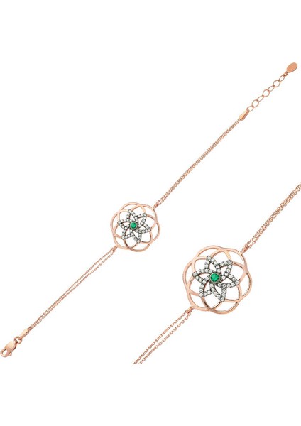 925 Ayar Gümüş Rose Yaşam Çiçeği Bileklik BR0460324