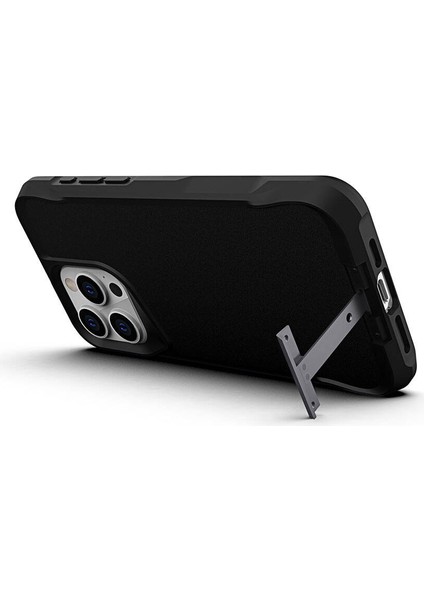 iPhone 15 Pro Uyumlu Omsy Airbag Kenarlı T-Max Mat Standlı Kapak-Gri fiyatları