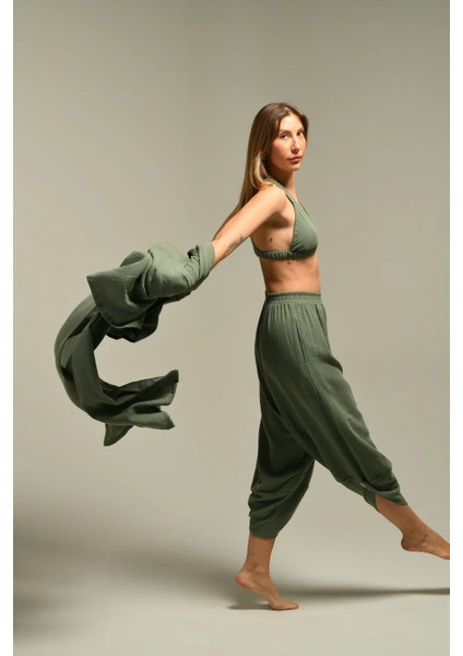 Organik Pamuk Baggy Şalvar Pantolon Yoga Pantolonu